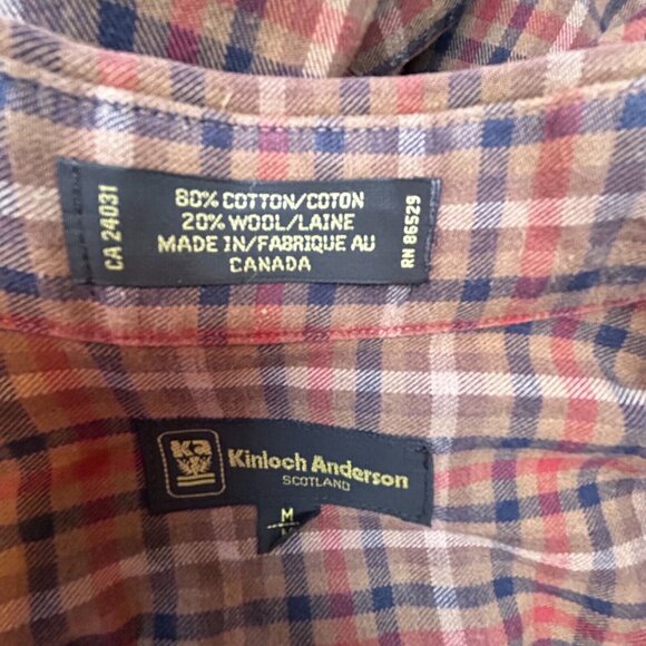 Kinloch Anderson Scotland Men's Medium Wool Blend Gingham Button-Down Shirt - Picture 3 of 8